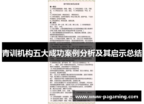 青训机构五大成功案例分析及其启示总结